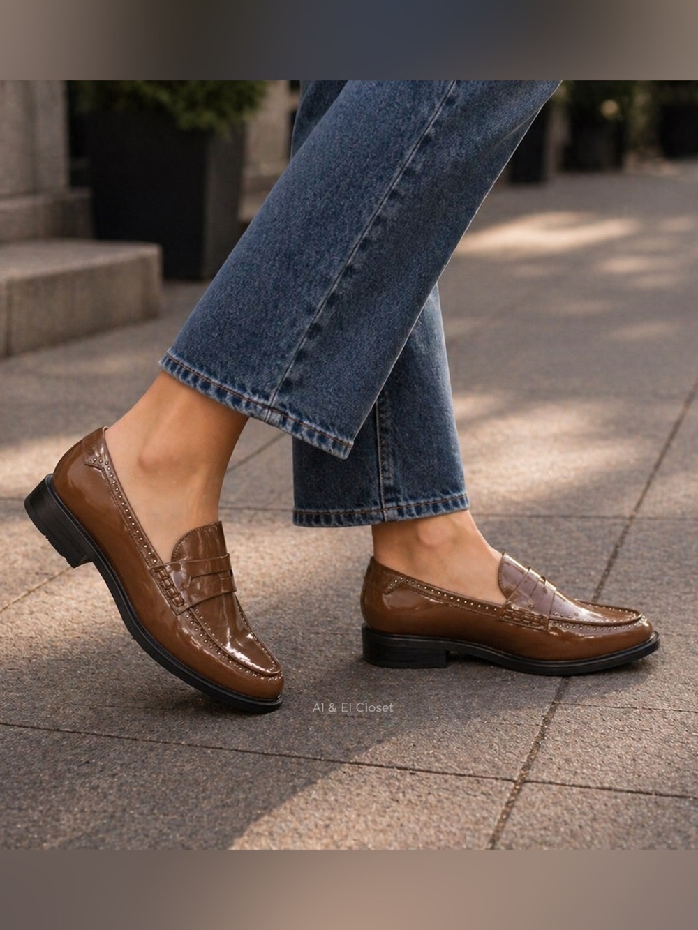Sarto by Franco Sarto A-Eden Studs Loafers Brown Patent Size 9M New With Box